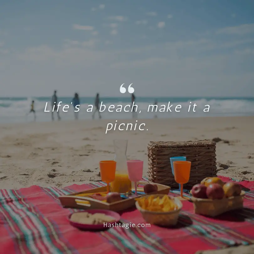 Beach picnic captions example image