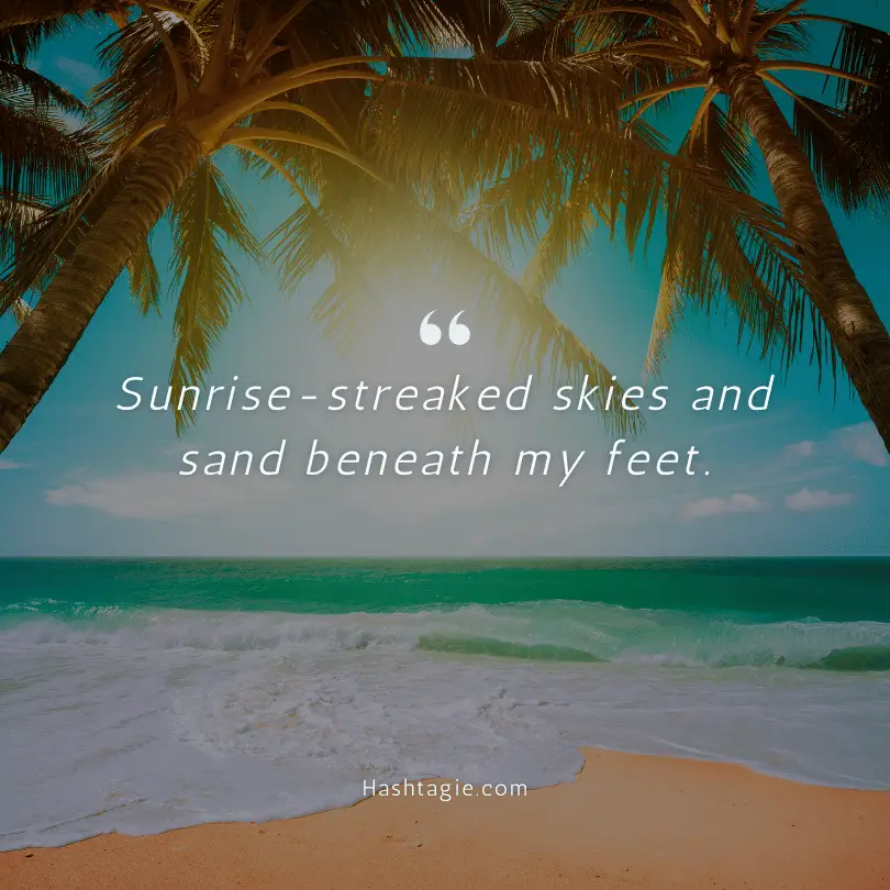 Beach sunrise captions example image