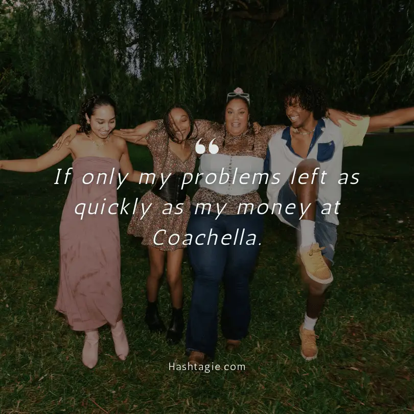 Funny Coachella experience captions  example image