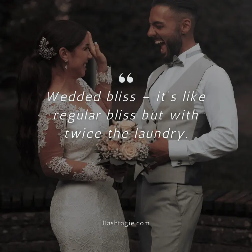 Funny wedding captions example image