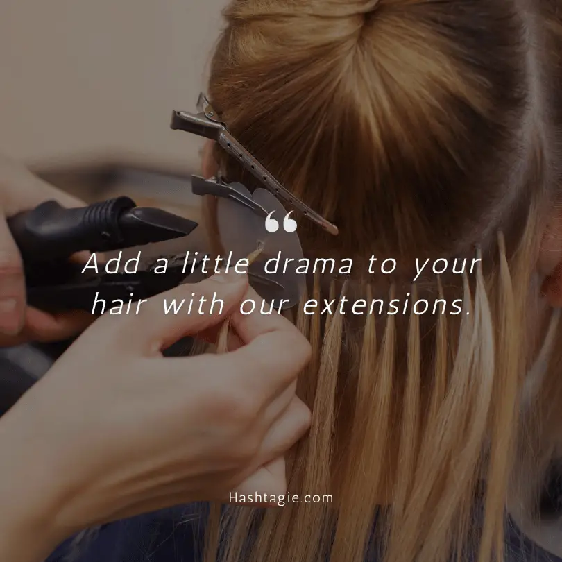 Hairstylist captions for hair extensions example image