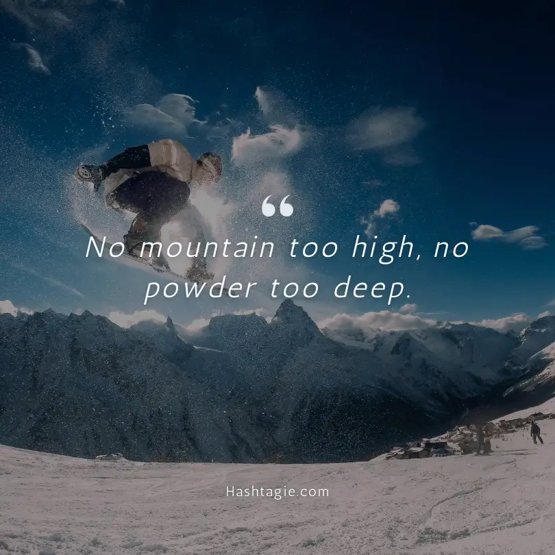 Mountain adventure snowboarding captions example image