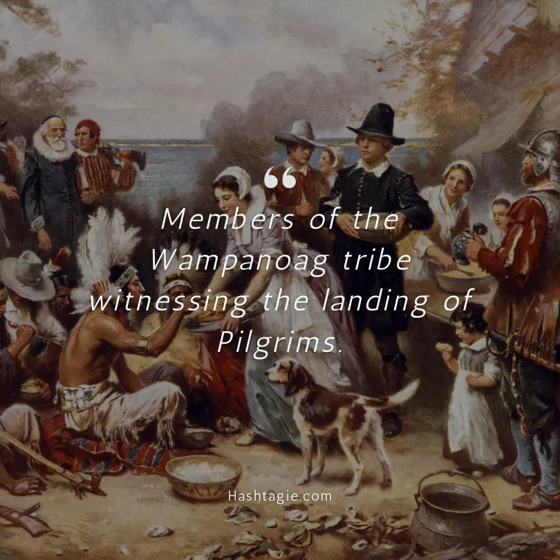 Pilgrims and Native Americans Thanksgiving  example image