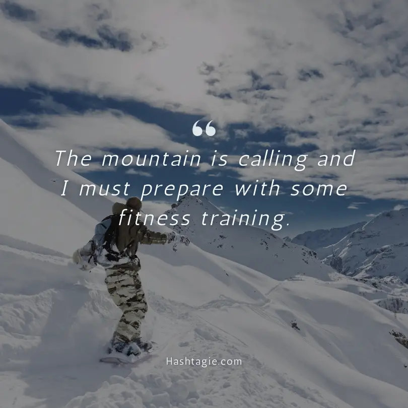 Snowboarding fitness and training captions example image