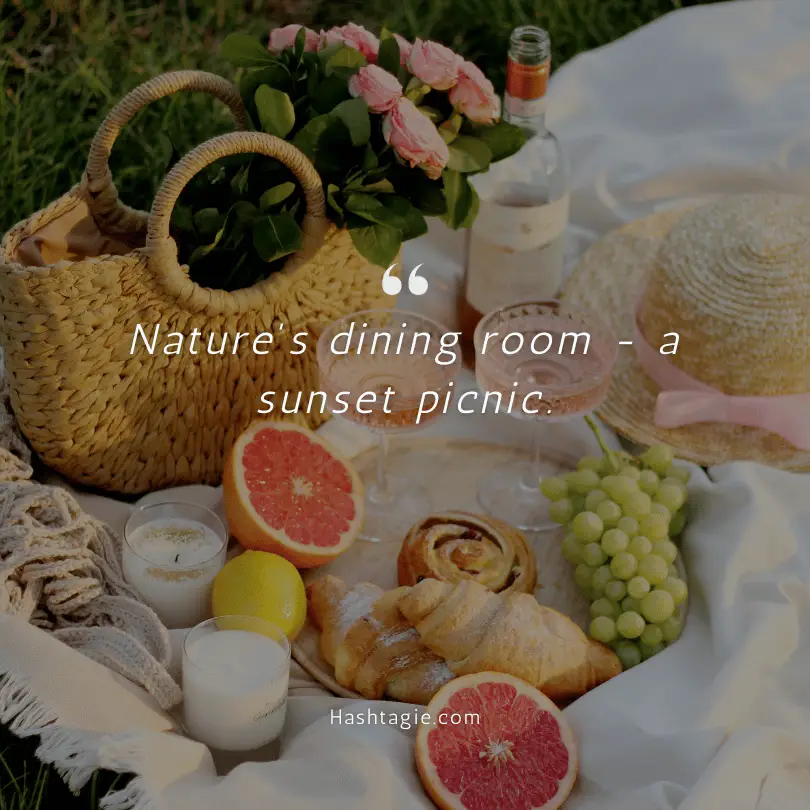 Sunset picnic captions example image